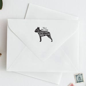 Boston Terrier Return Address Stamp, Dog Owner Gift, Wooden Handle, Custom Rubber Stamp image 2