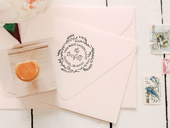 Custom Wedding Stamps, WEDDING STAMP Laurel, Customize Stamp, Wedding  invitation