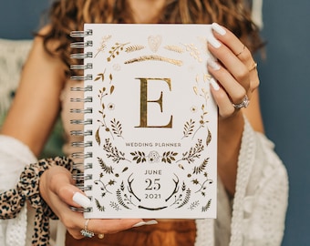 Rose Gold Wedding Planner Book, Monogram Wedding Planner Book, Bridal Shower Gift Idea, Personalized Wedding Planner, Custom Wedding Planner