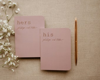 His and Hers Rose Gold Wedding Vow Books, Set of 2, Foil Vow Booklets, Personalized Wedding Vow Booklets, Real Gold Foil