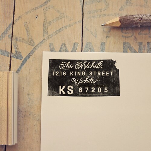 Custom Kansas License Plate Return Address Stamp for Weddings Etsy