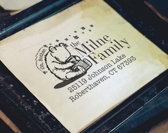 Winnie the Pooh Return Address Stamp: Honey Pot Artwork, Personalized