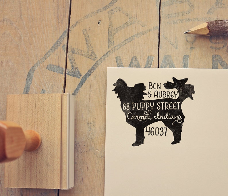 Chihuahua Return Address Stamp, Dog Owner Gift, Wooden Handle, Custom Rubber Stamp image 1