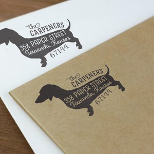 Dachshund Return Address Stamp, Dog Owner Gift, Wooden Handle, Custom Rubber Stamp, Weiner Dog Stamp image 3