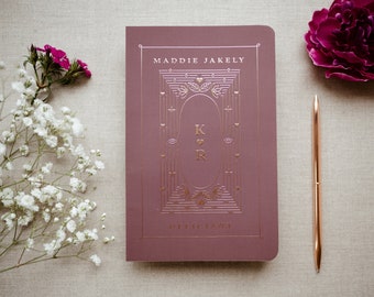 Personalized Wedding Officiant Book, Mauve Ceremony Book, Ceremony Journal, Foil Book, and Real Gold Foil, Reverend Gift Idea