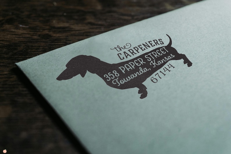 Dachshund Return Address Stamp, Dog Owner Gift, Wooden Handle, Custom Rubber Stamp, Weiner Dog Stamp image 5