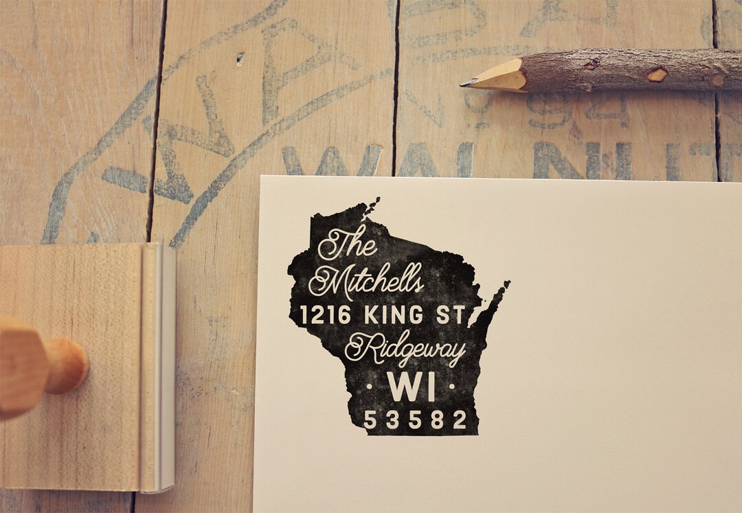 Address Wi Wisconsin Return Address State Stamp, Personalized Rubber Stamp - Etsy
