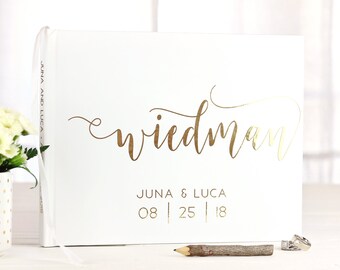 Wedding Guest Book. Gold Guestbook. Gold Foil. Custom Wedding Guestbook. Photo Guest Book. Personalized Guestbook. Calligraphy Guestbook.