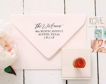 Return Address Stamp Calligraphy Custom Stamp Bridesmaid Gift Personalized Gift for Her Anniversary Gift Christmas Gift Custom Rubber Stamp