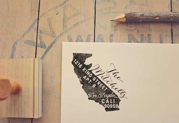 California Return Address Stamp California Stamp State Stamp Personalized Gift Housewarming Gift Golden State Rubber Stamp Wedding Stamp Il_570xn