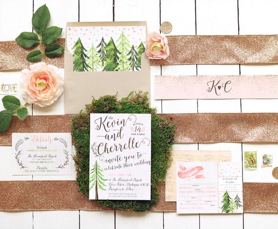 Rustic Glam Wedding Invitation Country Wedding Invites Etsy