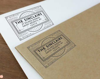 Elegant Geometric Return Address Stamp: Personalized Gift Self Inking or Wood