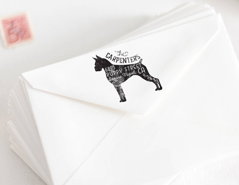 Boxer Return Address Stamp, Housewarming Gift for Dog Lover, Personalized Dog Address Stamp, Boxer Gift image 2