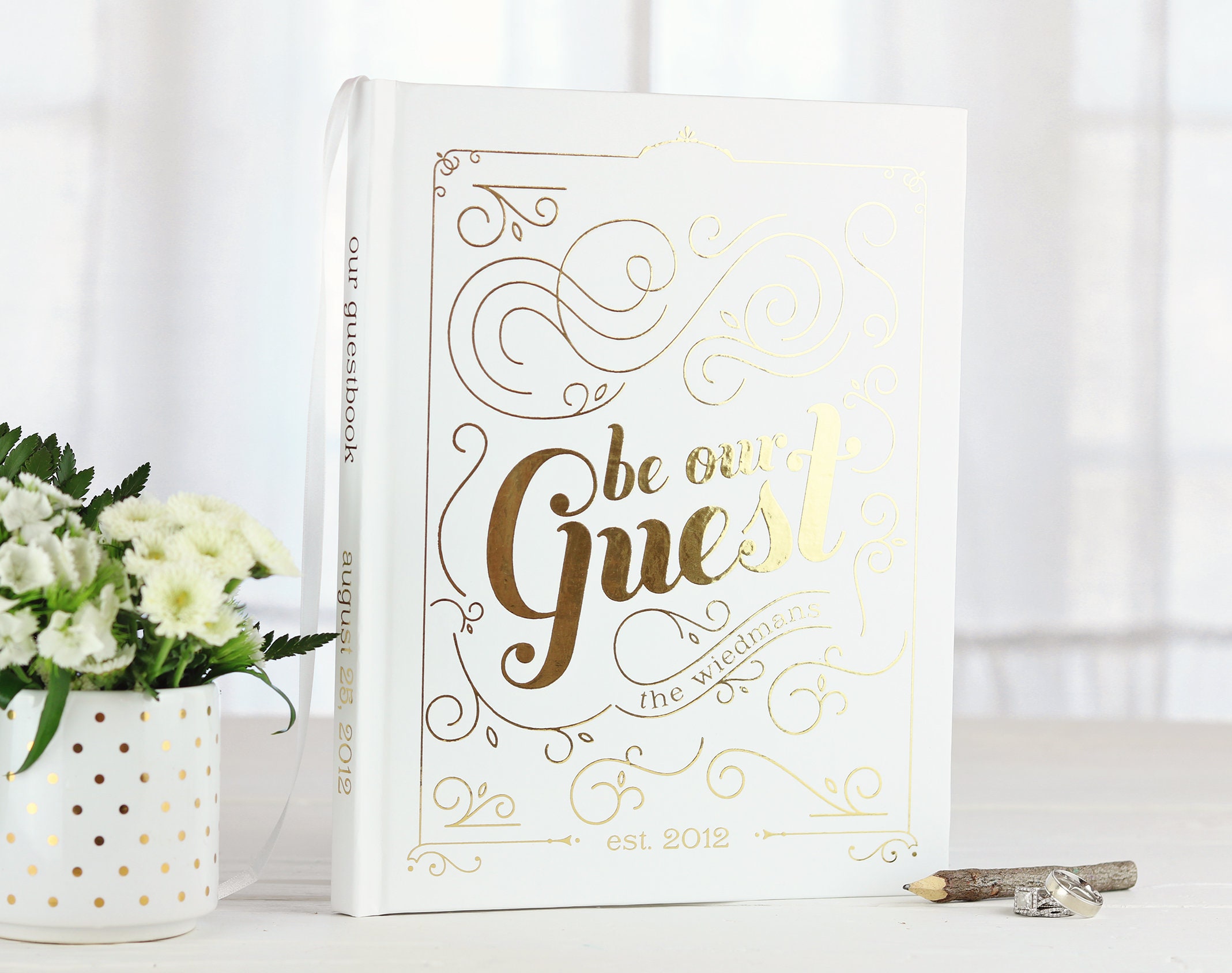 Be Our Guest Wedding Guest Book Gold Foil Guestbook Bridal Etsy
