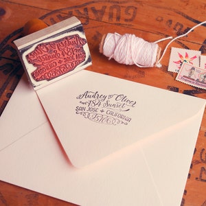 Kalligrafie Retouradresstempel Kalligrafiestempel Uitnodigingsstempel Bruiloftsuitnodiging Stempel Inwijdingsfeest Cadeau Thuis Gepersonaliseerde Stempel