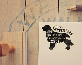 Golden Retriever Dog Return Address Stamp, Dog Owner Gift, Wooden Handle, Custom Rubber Stamp