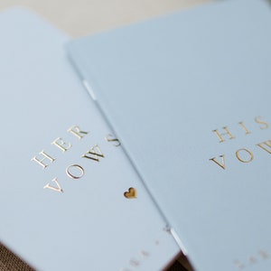 Dust Blue Wedding Vow Books, Set of 2, Foil Vow Booklets, Personalized Wedding Vow Booklets, Real Gold Foil, Rose Gold, Minimalistic image 4