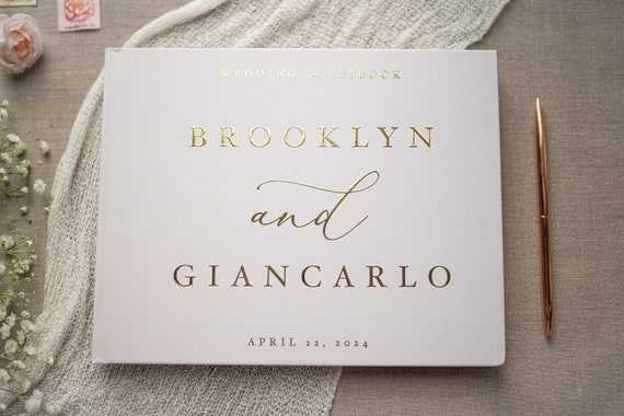 Wedding Guest Book Gold Foil