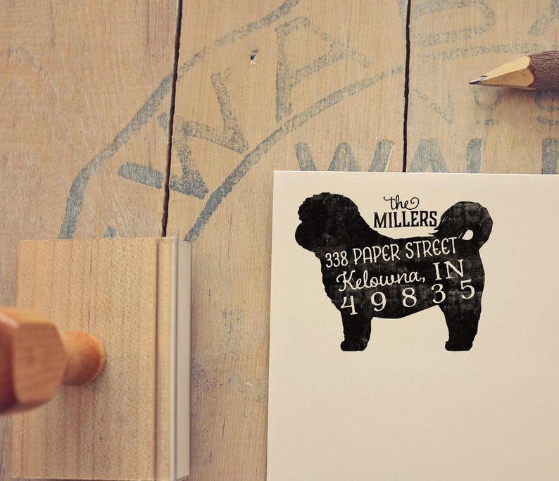 Shih Tzu Return Address Stamp, Dog Owner Gift, Wooden Handle, Custom Rubber Stamp image 1