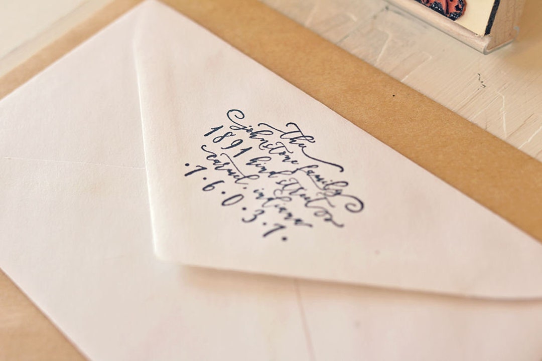 Calligraphy Address Stamp / Tampon Adresse, Tampon Encreur / Personalized  Stamp SELF INKING / Return Address Stamp / Custom Name Stamp 1162D 