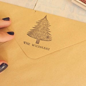 Christmas Card Stamp Personalized Rubber Stamp Return Address Stamp Christmas Tree Stamp Holiday Cards Stamp Holiday Stamp Christmas Stamp