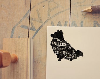 Pomeranian Dog Return Address Stamp, Dog Owner Gift, Wooden Handle, Custom Rubber Stamp