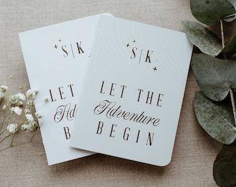 Mint Green and Silver Wedding Vow Books, Set of 2, Foil Vow Booklets, Personalized Wedding Vow Booklets, Let the Adventure Begin