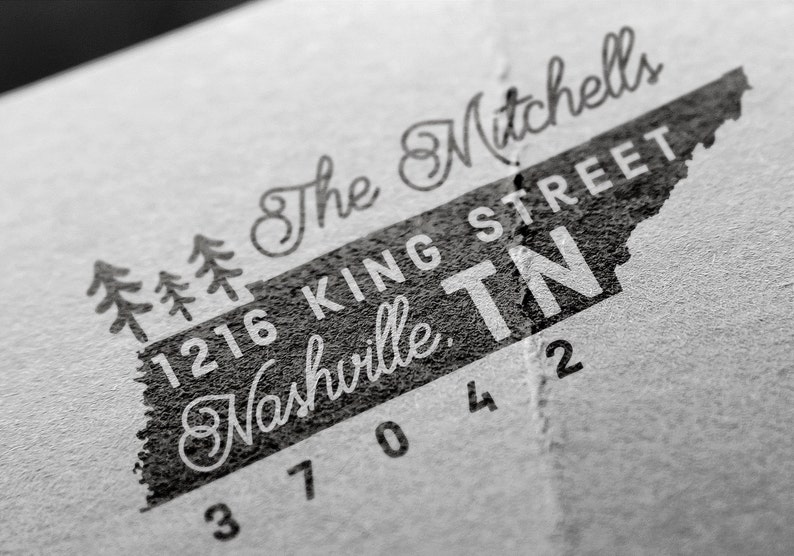 Tennessee Return Address Stamp, State Stamp, Personalized Gift, Housewarming, Gift Newlywed, Gift for Her, Rubber Stamp, Tennessee Stamp image 2