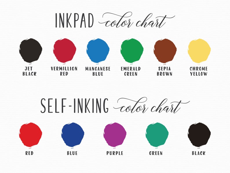 the ink pad color chart with different colors