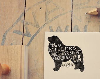 Great Pyrenees Return Address Stamp, Dog Owner Gift, Wooden Handle, Custom Rubber Stamp