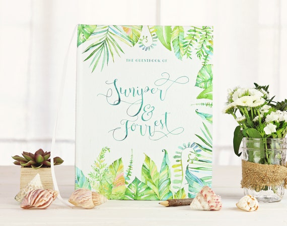 Beach Wedding Guest Book Tropical Wedding Botanical Wedding Guest