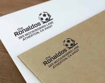 Personalized Soccer Ball Return Address Stamp: Football, Athlete, and Coach Fan Gift | Sports