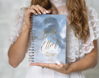 Stars Wedding Planner Book, Celestial, Real Gold Foil, Custom Wedding Planner Book, Personalized Wedding Planner, Bridal Shower Gift