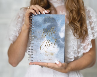 Stars Wedding Planner Book, Celestial, Real Gold Foil, Custom Wedding Planner Book, Personalized Wedding Planner, Bridal Shower Gift