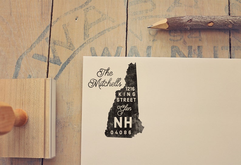 New Hampshire Return Address Stamp State Stamp Personalized Etsy