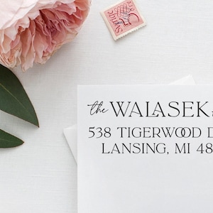 Modern Return Address Stamp Simple Personalized Rubber Stamp with Wood Handle Christmas Gift for New Home Gift New House Custom Stamp