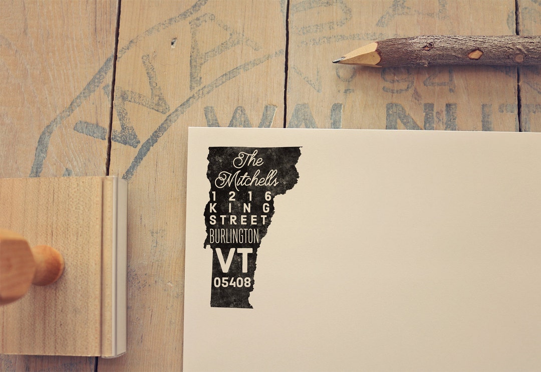 Vermont Return Address Stamp, State Stamp, Personalized Gift, Housewarming, Gift Newlywed, Gift