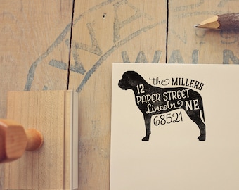 Mastiff Return Address Stamp, Dog Owner Gift, Wooden Handle, Custom Rubber Stamp, English Mastiff Stamp, Bullmastiff