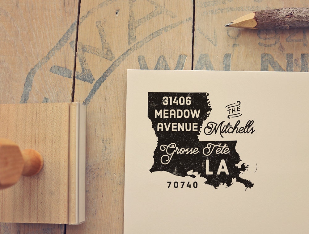Louisiana Return Address Stamp State Stamp Personalized Gift Etsy