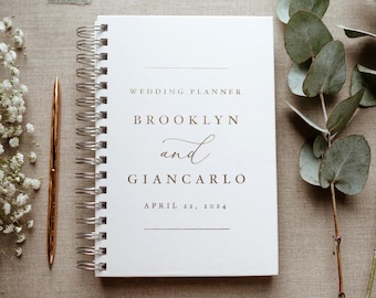 Wedding Planner Book, Real Gold Foil, Gold Wedding Planner, Bridal Shower Gift, Personalized Wedding Planner