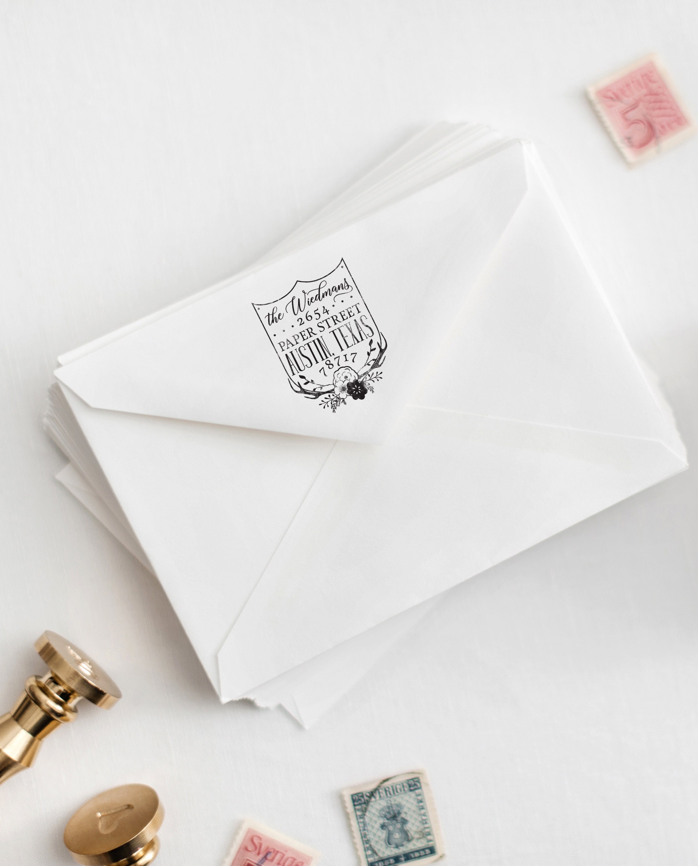 Crest Return Address Stamp. Family Stamp. | Etsy