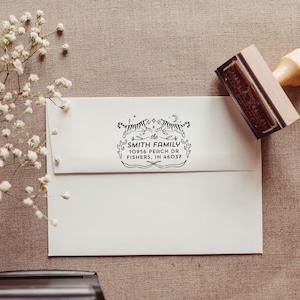 Two Tigers Return Address Stamp, Personalized Rubber Stamp with Wood Handle, Celestial Stamp, Housewarming Gift for Newlyweds image 3
