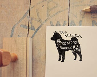 Shiba Inu Return Address Stamp, Dog Owner Gift, Wooden Handle, Custom Rubber Stamp