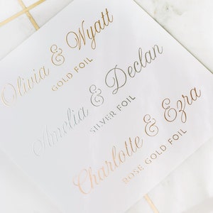 Dust Blue Wedding Vow Books, Set of 2, Foil Vow Booklets, Personalized Wedding Vow Booklets, Real Gold Foil, Rose Gold, Minimalistic image 5