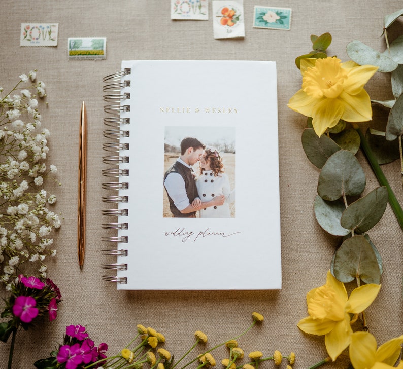 Photo Wedding Planner Book, Printed with Your Photo Real Gold Foil, Wedding Planner Book, Bridal Shower Gift, Personalized Wedding Planner image 1