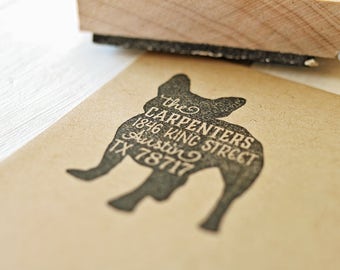 Personalized French Bulldog Return Address Stamp: Frenchie Family Home
