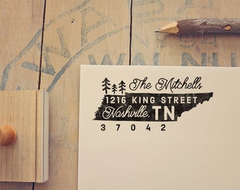 Tennessee Return Address Stamp, State Stamp, Personalized Gift, Housewarming, Gift Newlywed, Gift for Her, Rubber Stamp, Tennessee Stamp