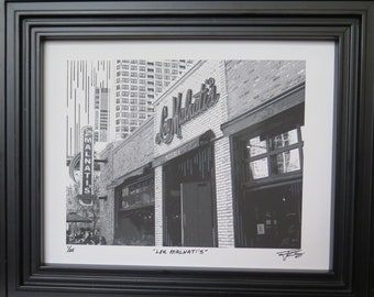 Chicago, Art, "Lou Malnatis", Pizza, Italian, Restaurant, Downtown, Illinois, Mixed Media, 8 x 10 or 11x14, Sold Unframed