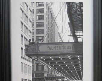 Chicago, Chicago Art, "The Palmer House", Historic Buildings, Hotel, Downtown Chicago, Illinois, Mixed Media,8 x 10 or 11x14, Sold Unframed