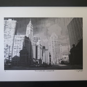 Chicago, Illinois, &quot;Michigan Avenue & Wacker Drive&quot;, Mixed Media, Only one available 11&quot;X14&quot; Sold Unframed